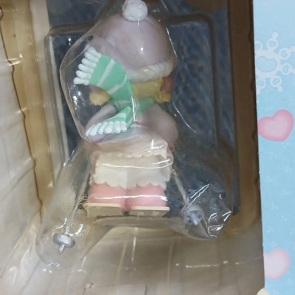 Vintage Precious Moments 1997 Ornament Blond Girl Skiing on Skis Purple Pink